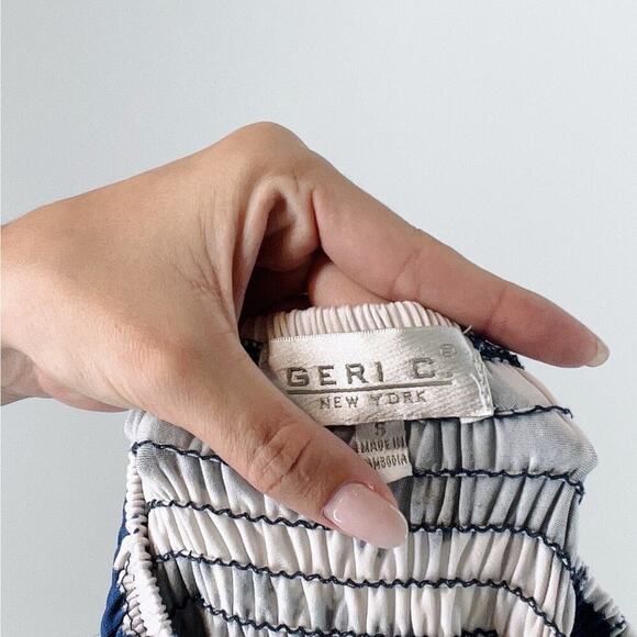 Geri C NY Smocked Blue Stripe Maxi Dress Size Small - Picture 4 of 4